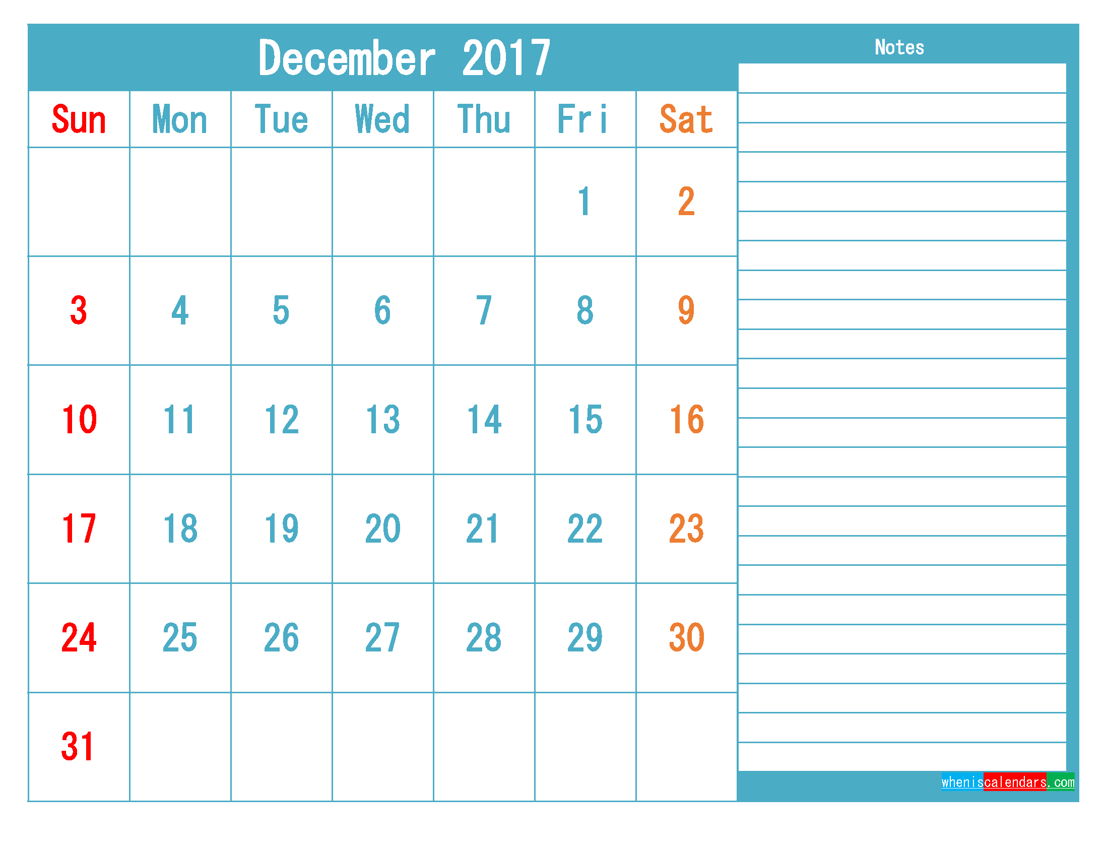 Editable Monthly Calendar Template from www.wheniscalendars.com