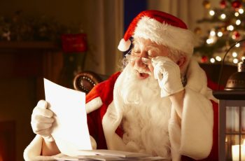Merry Christmas jolly father christmas reading letters from royalty