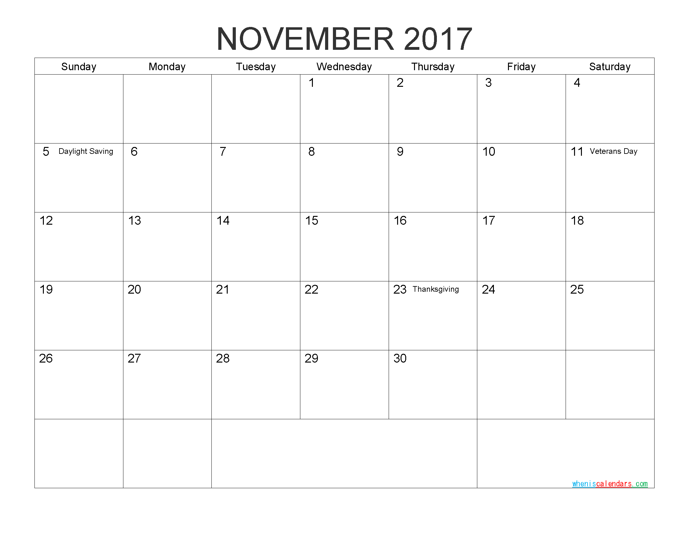 2017 November Calendar Pdf