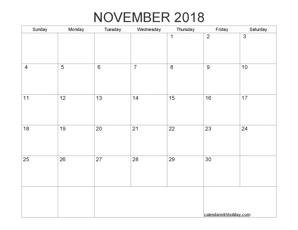 Free Printable Calendar November 2018 as PDF and Image