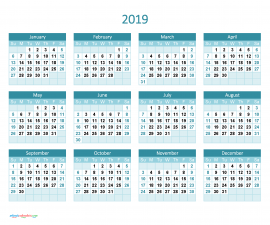 Printable Calendar 2019 with Notes Yearly Editor, Wisp 
