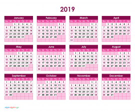 Printable Calendar 2019 with Notes Yearly Editor, Retrospect