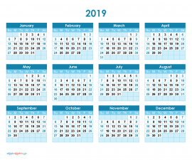 Printable Calendar 2019 with Notes Yearly Editor, Organic