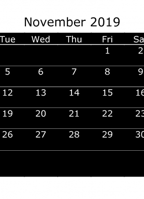 November 2019 Calendar with week numbers printable, week day start with Monday