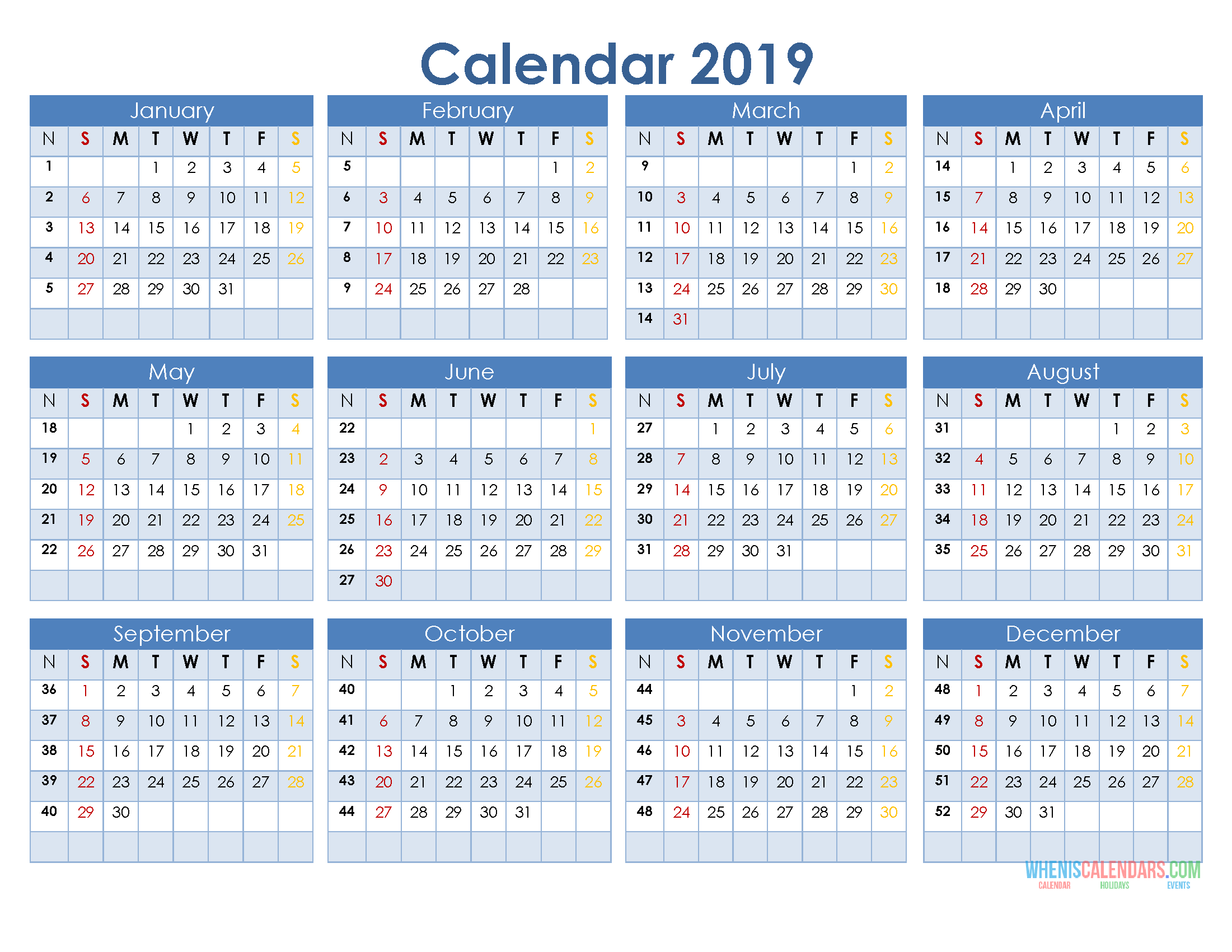 Yearly Calendar Template Word from www.wheniscalendars.com
