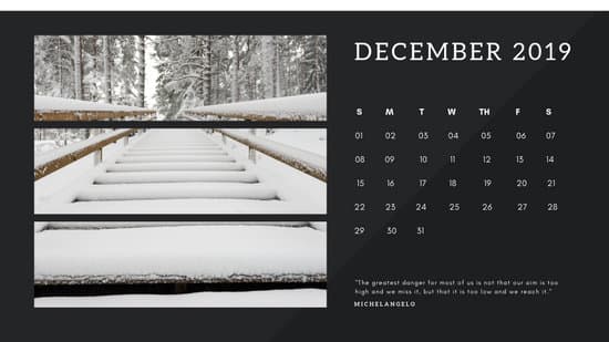 black Photo collage Free December 2019 Calendar Template