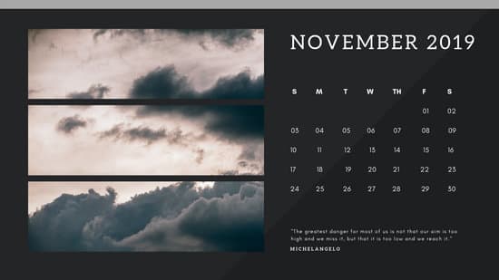 black Photo collage Free November 2019 Calendar Template