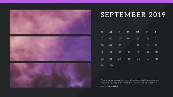 black Photo collage Free September 2019 Calendar Template