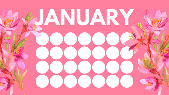 floral rainbow circles Free January Blank Calendar Template