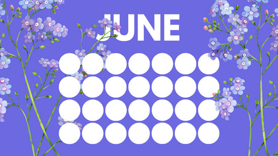 floral rainbow circles Free June Blank Calendar Template