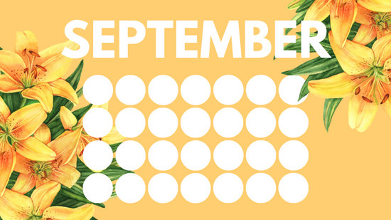 floral rainbow circles Free September Blank Calendar Template