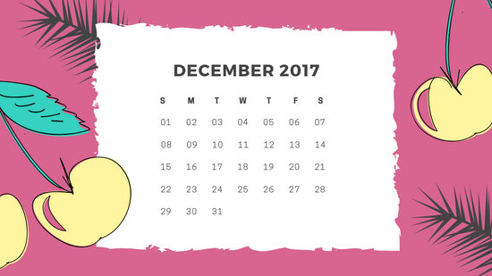 Free Monthly Calendar Template December 2019 green tropical
