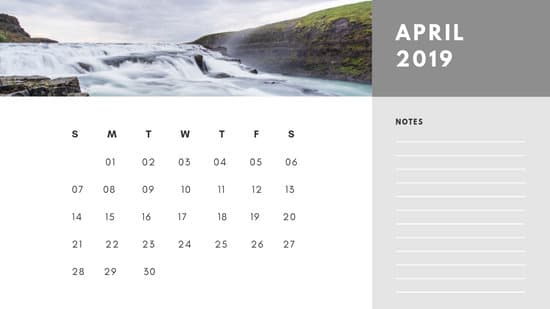 Free Photo Calendar Template April 2019 white and grey modern minimalist
