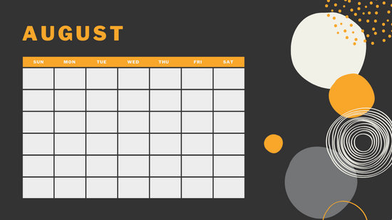 orange geometric pattern daily August Blank Calendar Template