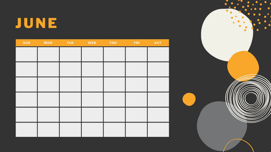 orange geometric pattern daily June Blank Calendar Template