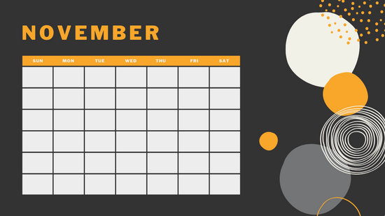 orange geometric pattern daily November Blank Calendar Template