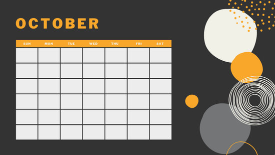 orange geometric pattern daily October Blank Calendar Template