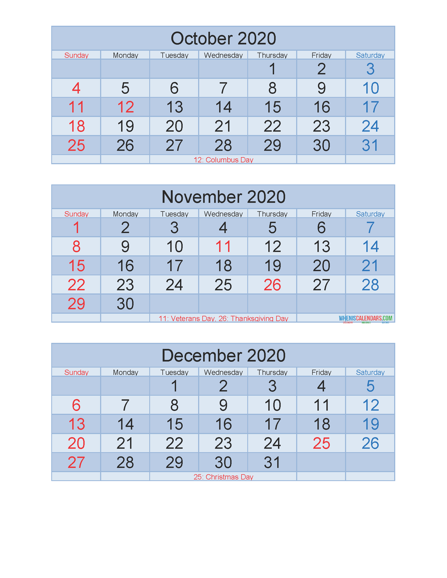 View November 2020 Calendar Printable Excel PNG