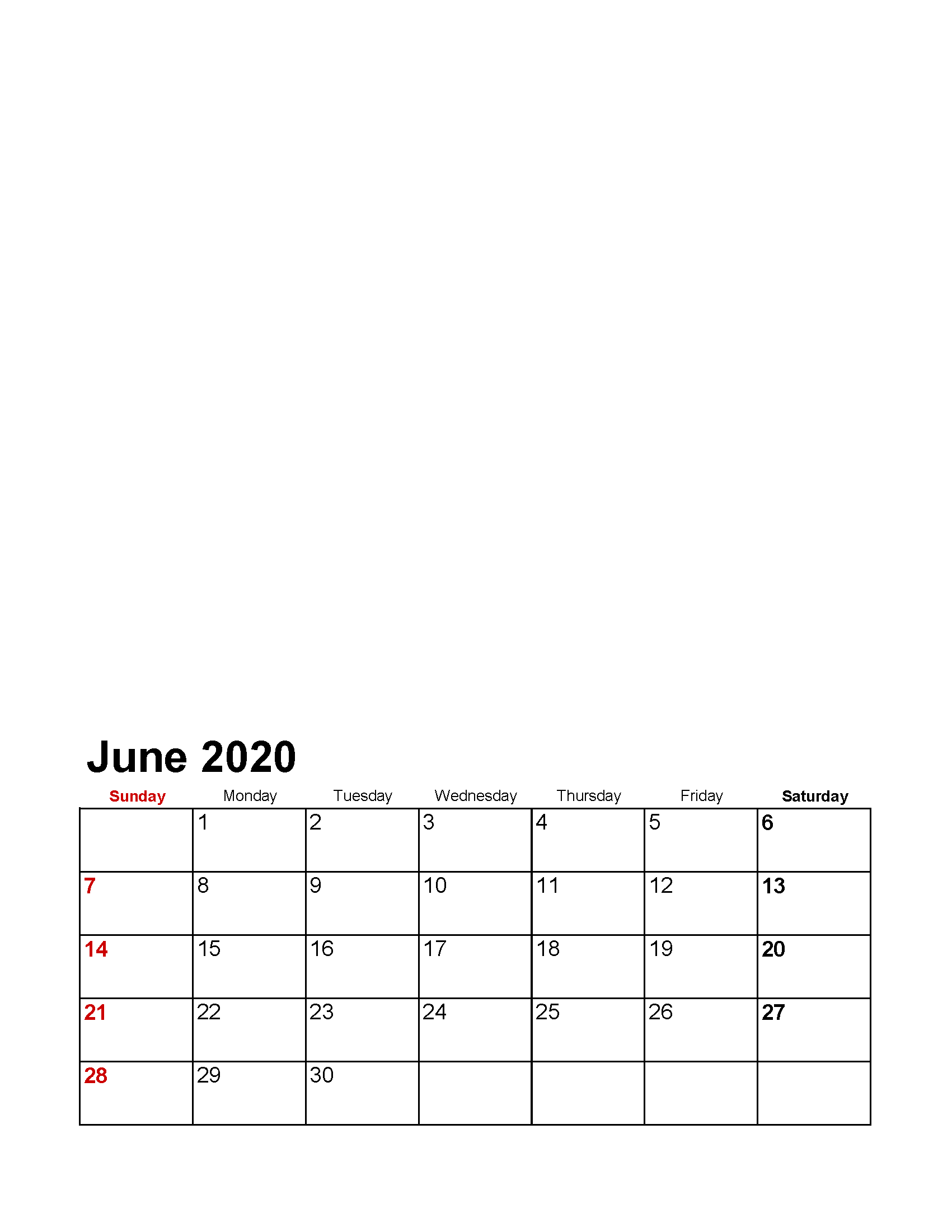 Printable June 2020 Photo Calendar with Holidays Template