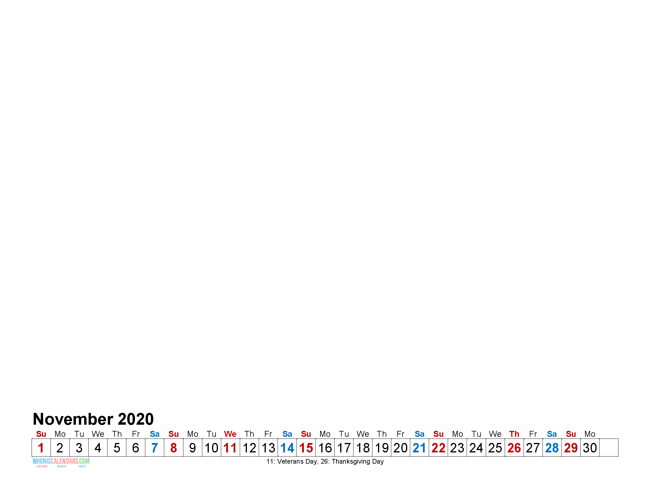 Printable Photo Calendar November 2020 Monthly Calendar with Holidays