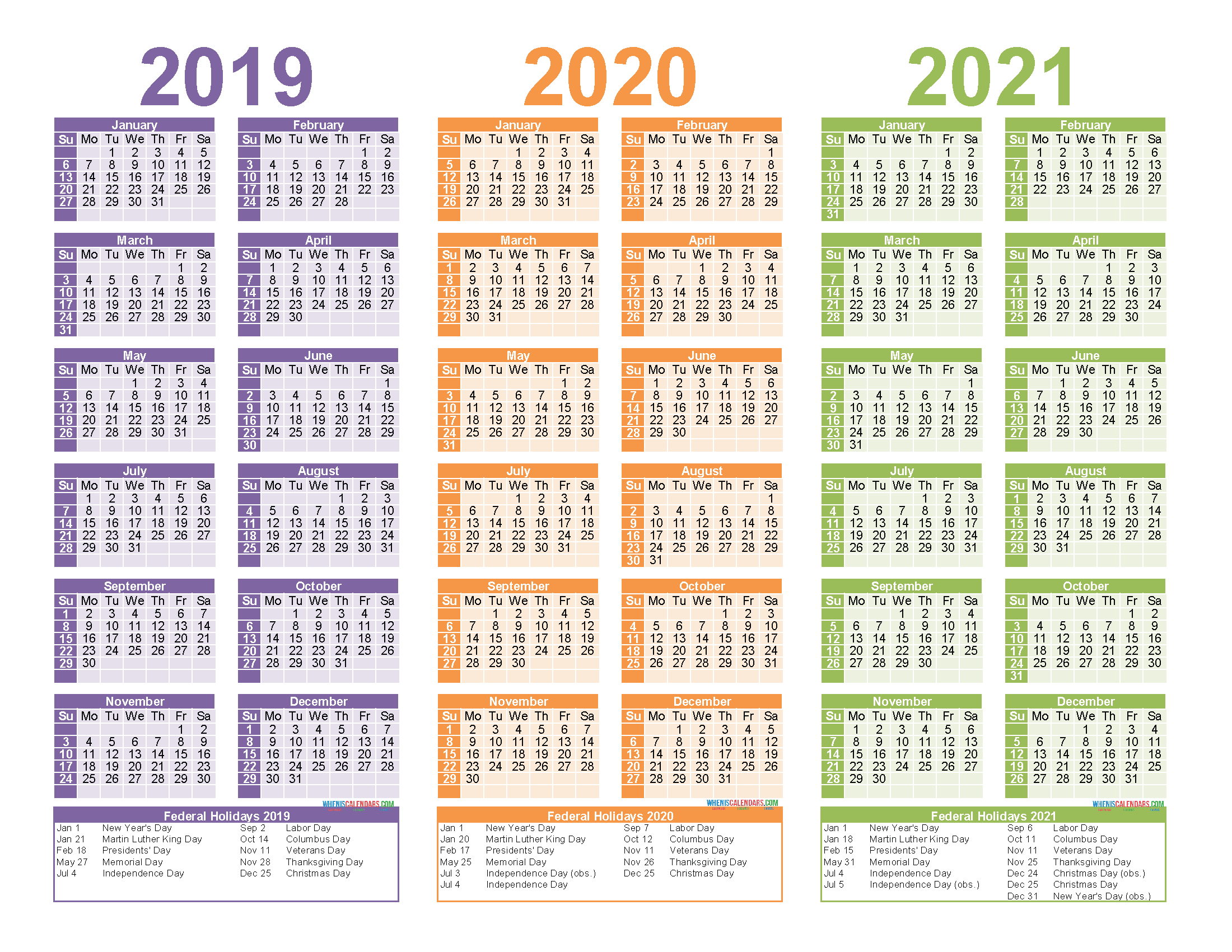 2019 to 2021 3 Year Calendar Printable Free PDF, Word, Image