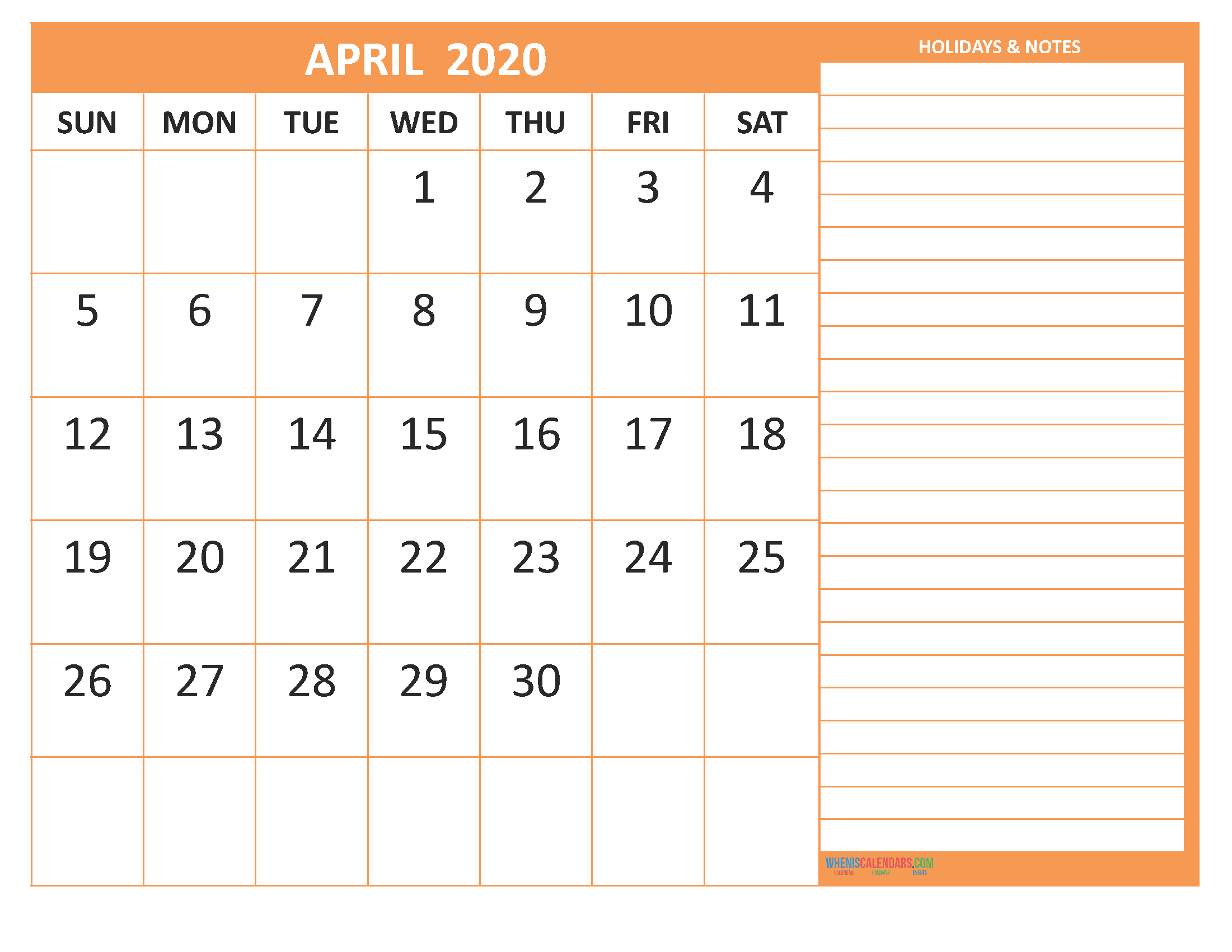 Free Printable Monthly Calendar 2020 January with Holidays