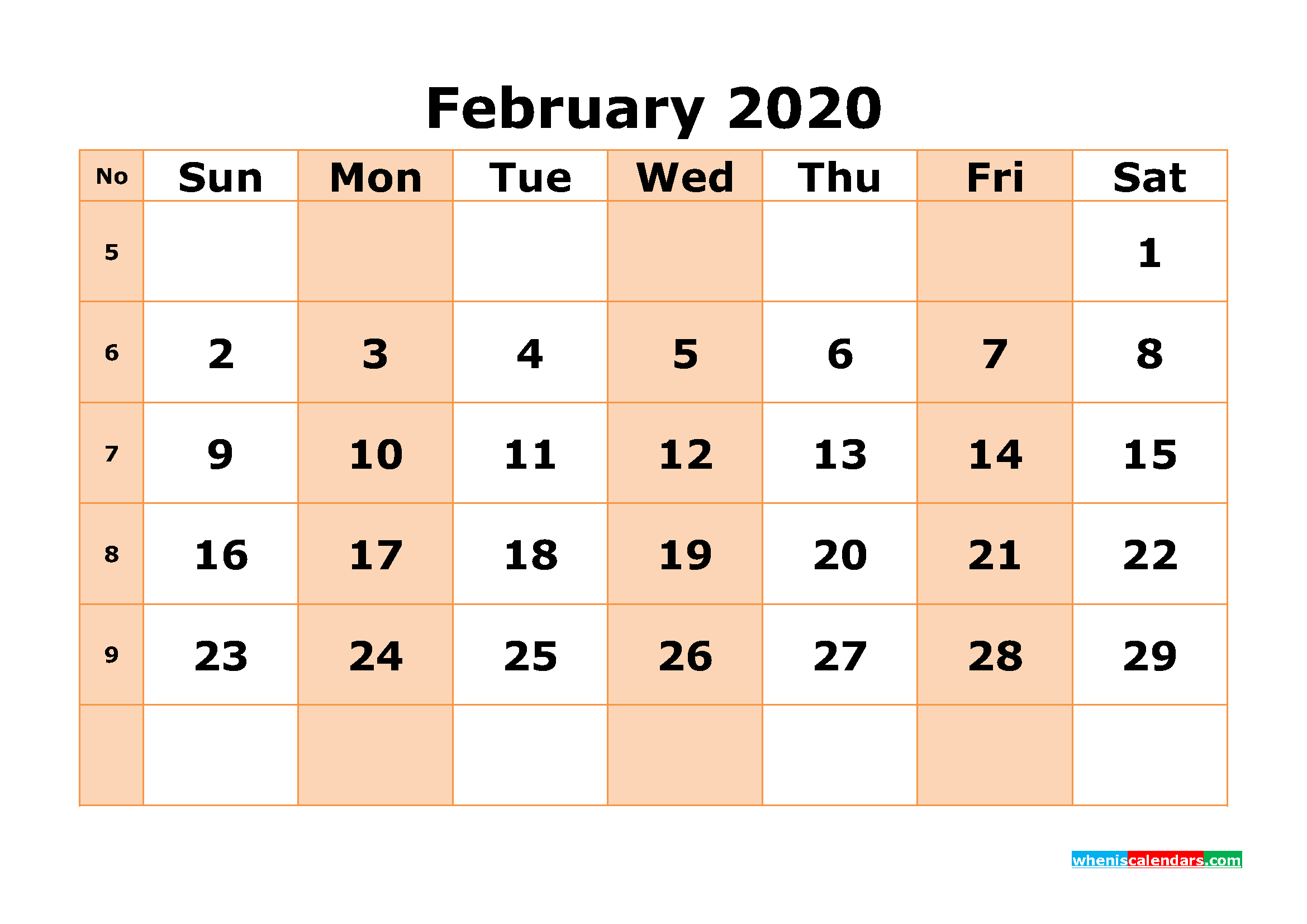 Free Printable February 2020 Calendar Word, PDF