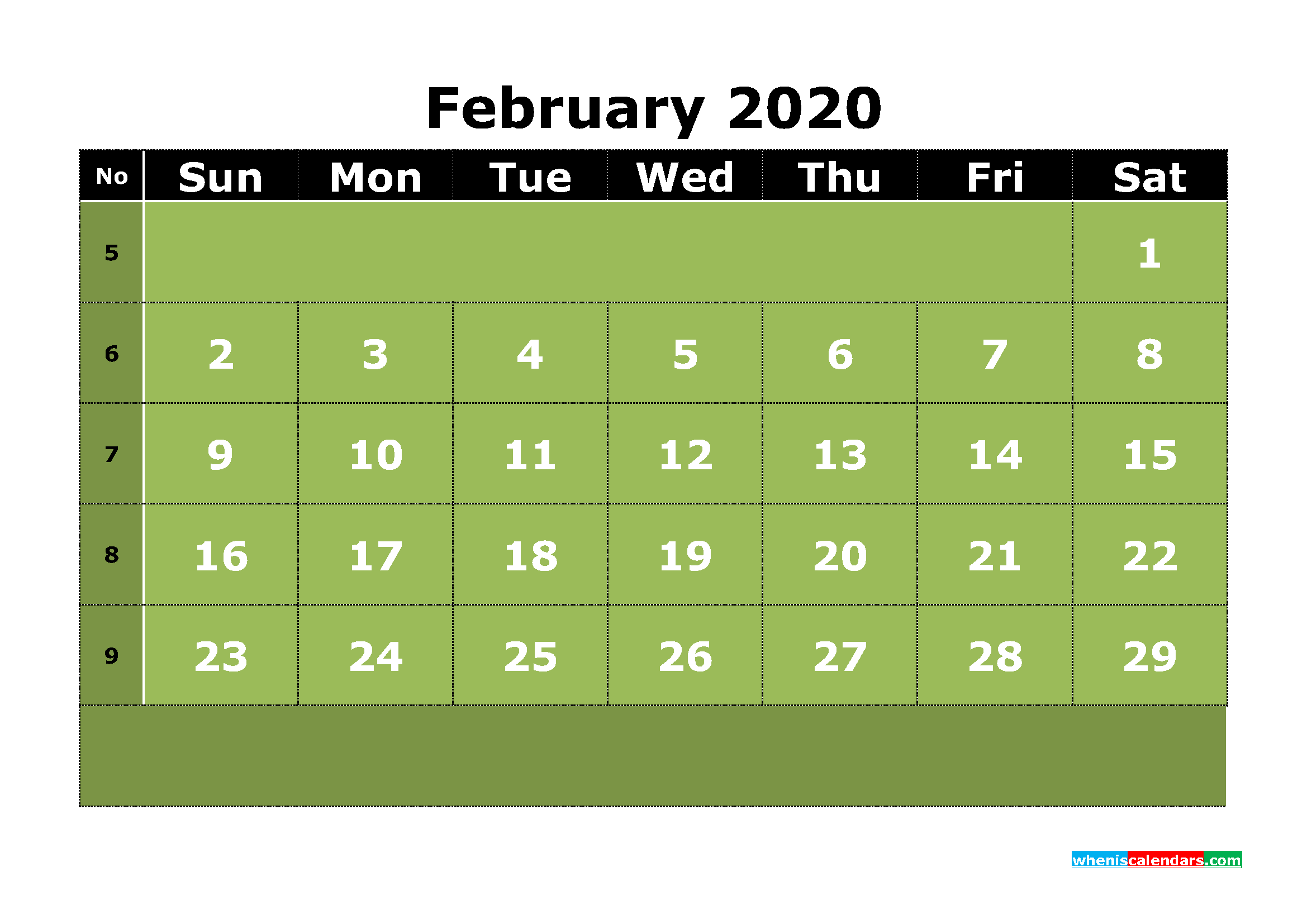 Free Printable February 2020 Calendar Templates