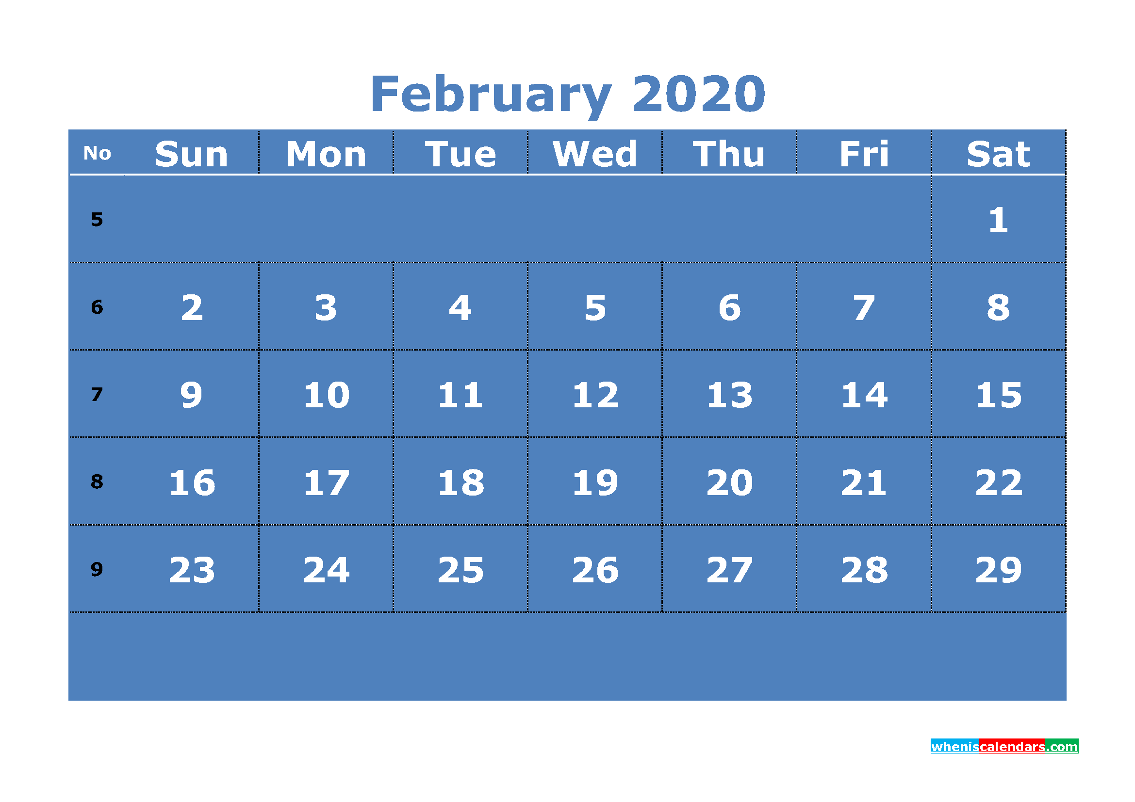 Free Printable February 2020 Calendar Word, PDF