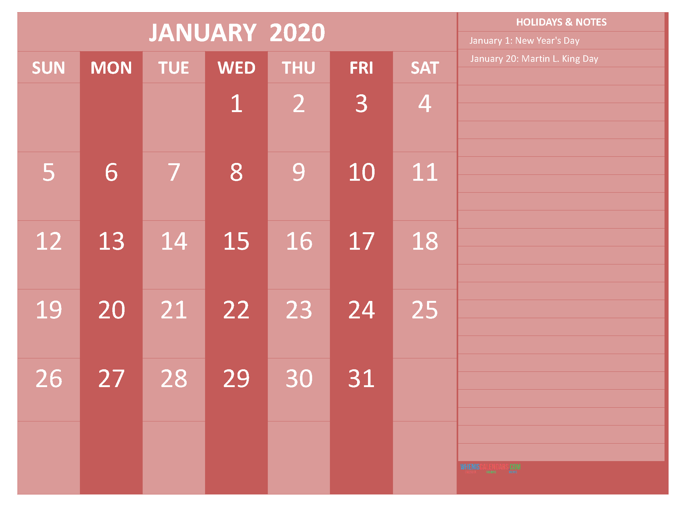 2025 Calendar With Holidays By Month