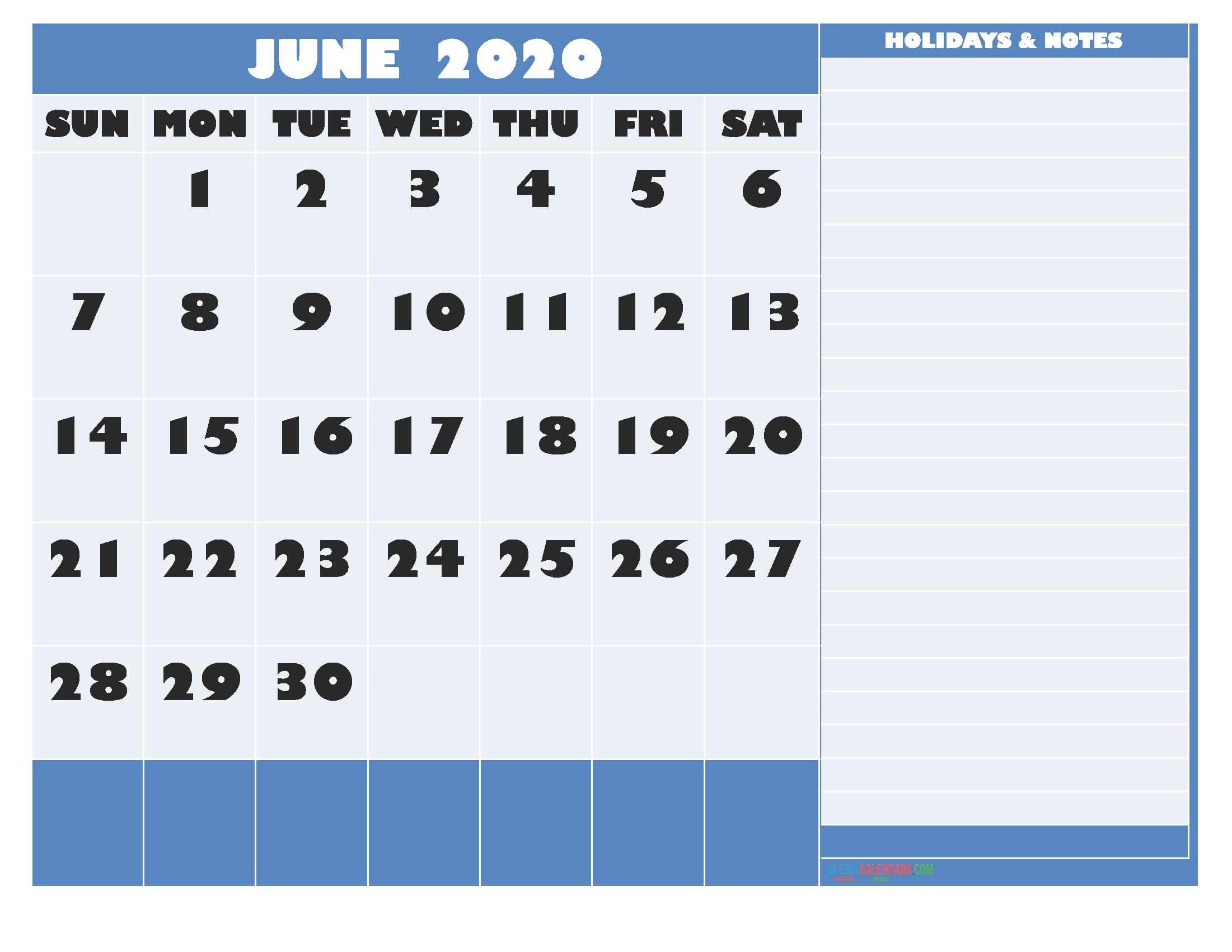 June 2020 Calendar with Holidays Word, PDF