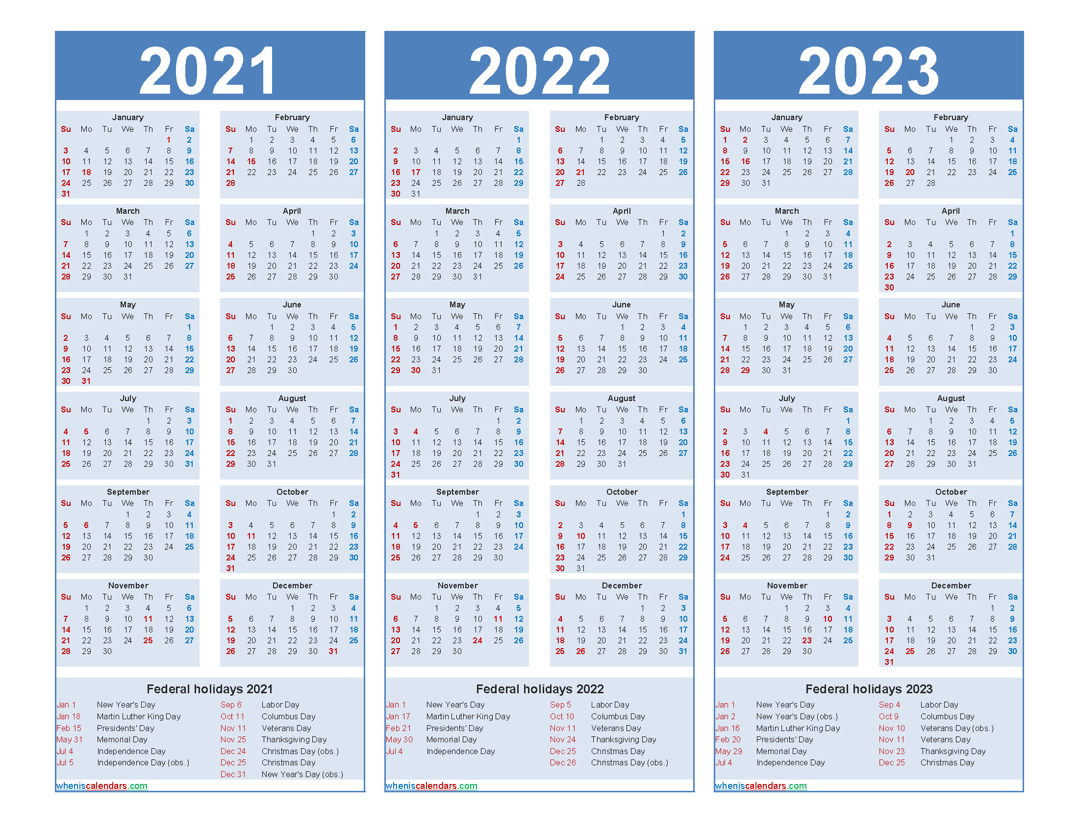 printable 2021 2022 and 2023 calendar with holidays word pdf
