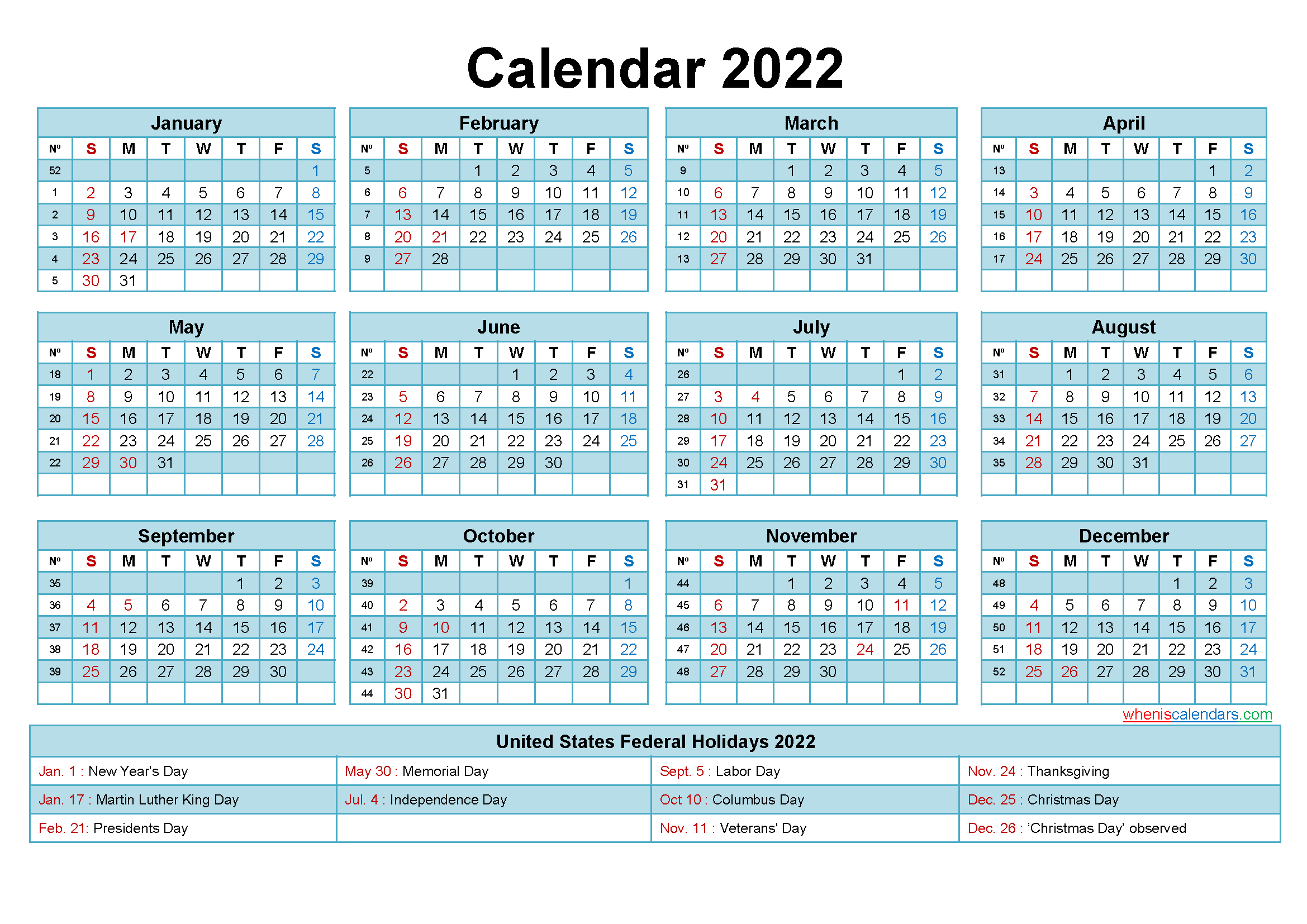 Free Printable 2022 Calendar With Holidays Calendar 2022 Large Desk 