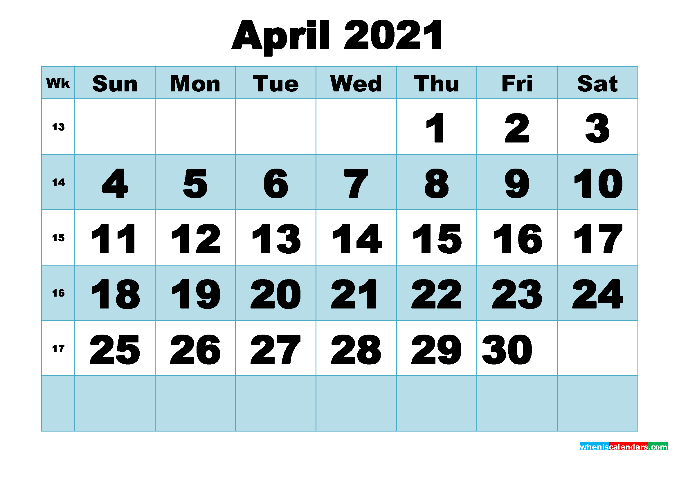 Free Printable April 2021 Calendar Word, PDF, Image