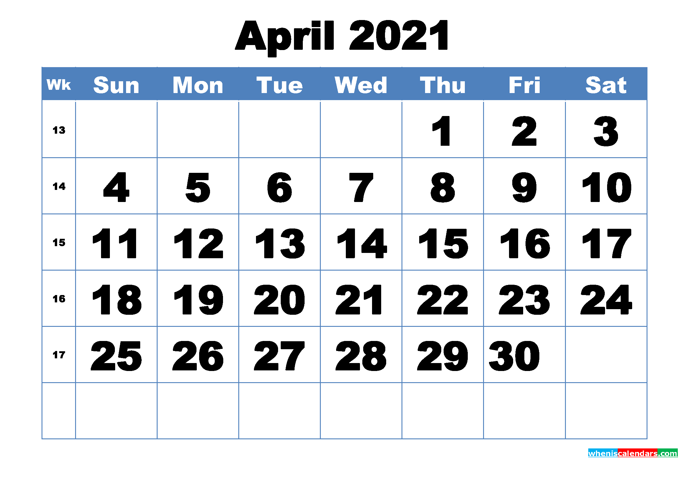 Free Printable April 2021 Calendar Template Word, PDF