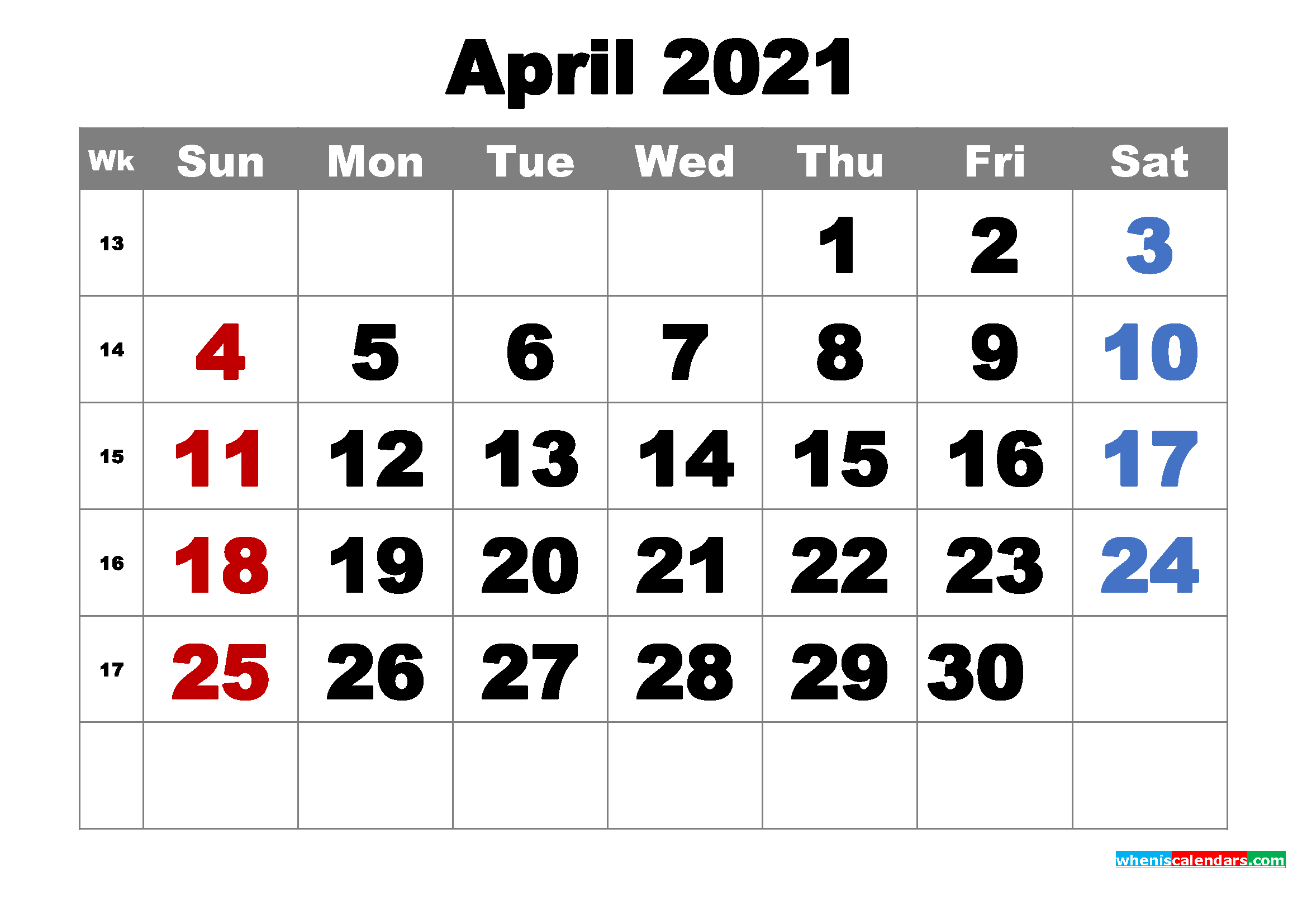 Free Printable April 2021 Calendar Word Pdf Image Free