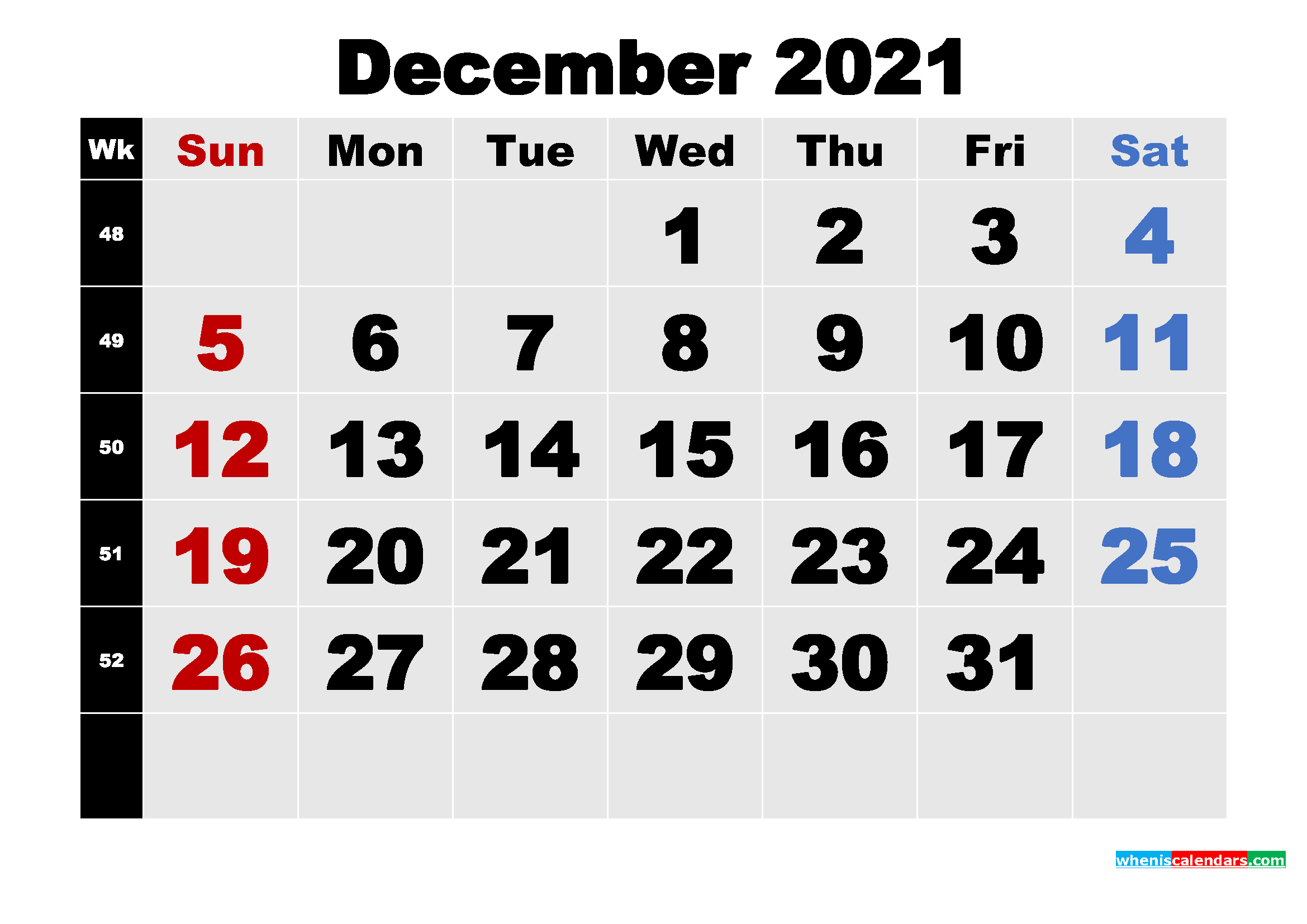 Free Printable December 2021 Calendar Template Word, PDF ...