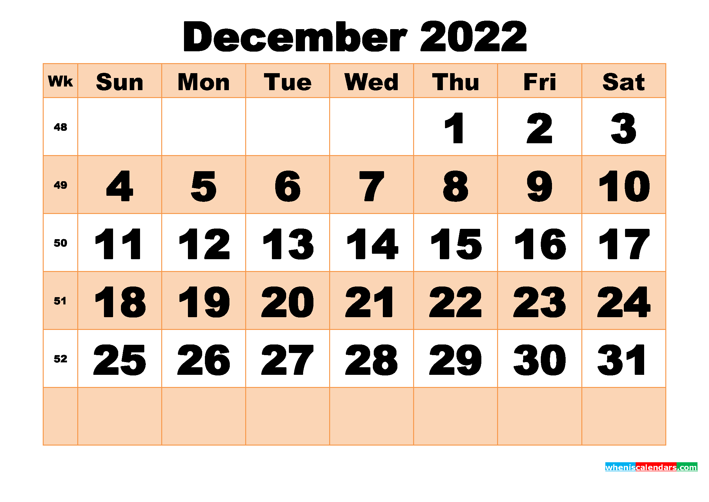 Free Printable December 2022 Calendar Template Word, PDF