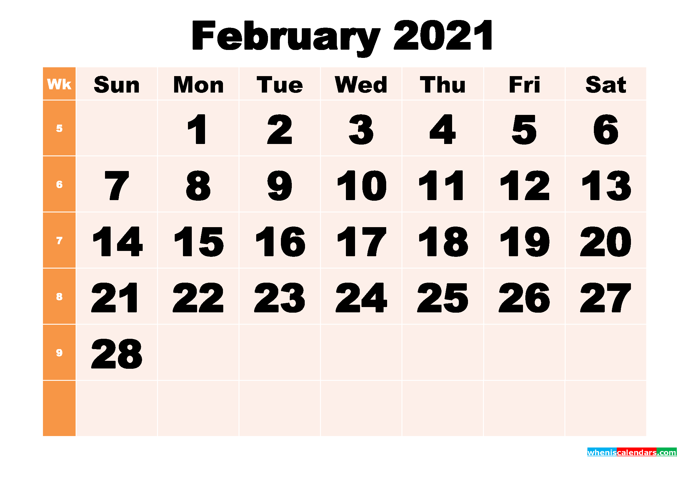 Free Printable February 2021 Calendar Template Word, PDF