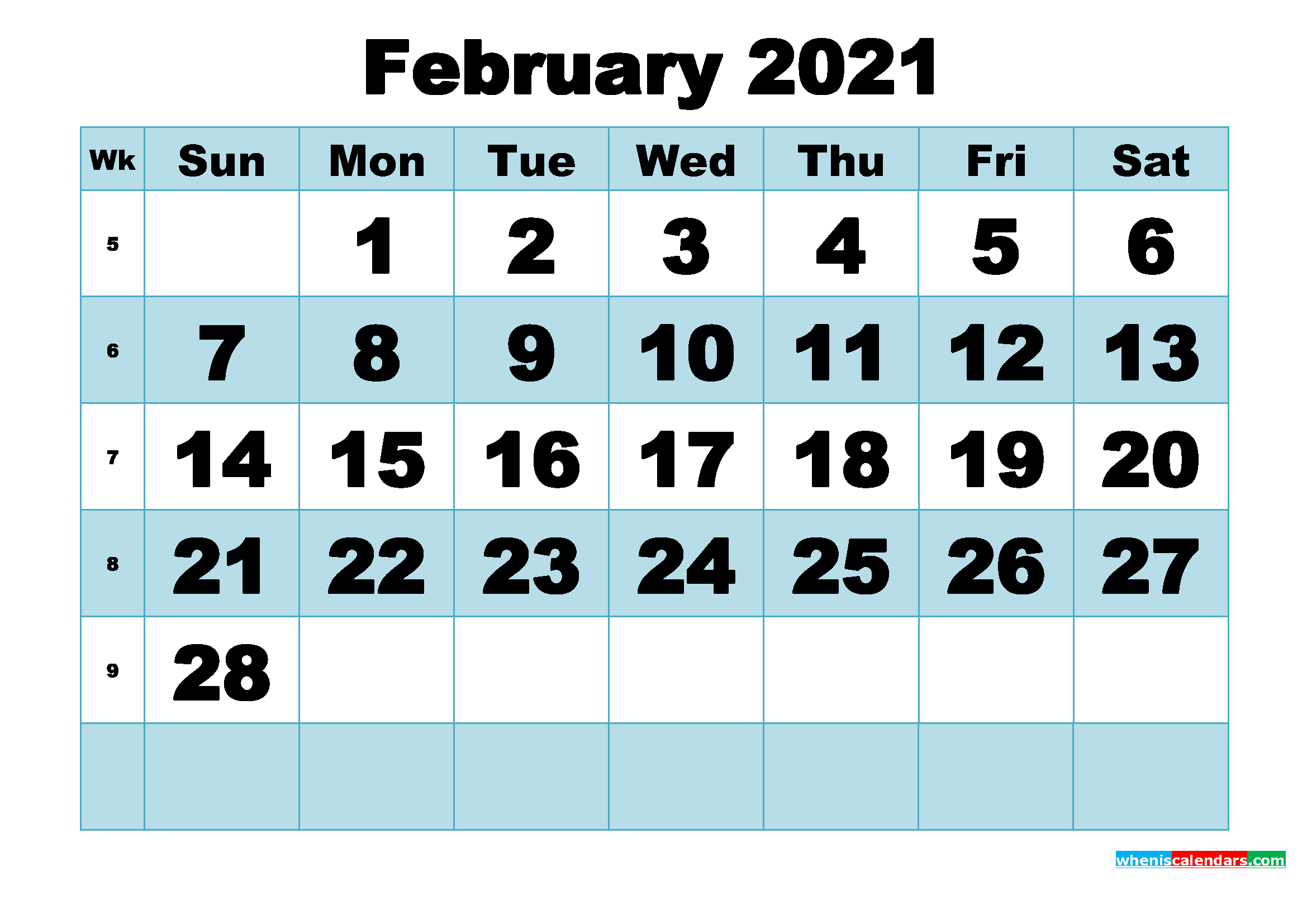 Free Printable February 2021 Calendar Word, PDF, Image