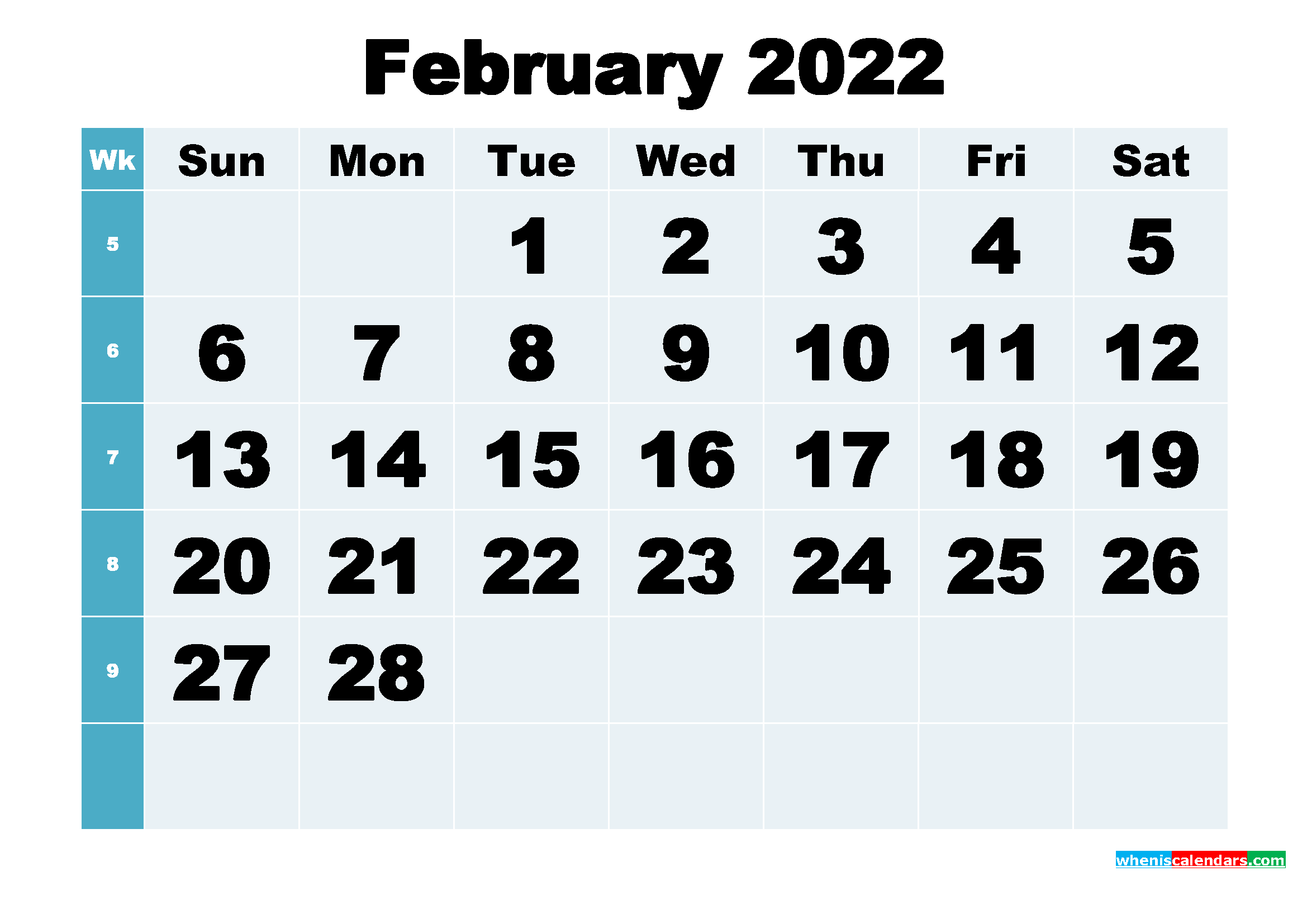 Free Printable February 2022 Calendar Word, PDF, Image
