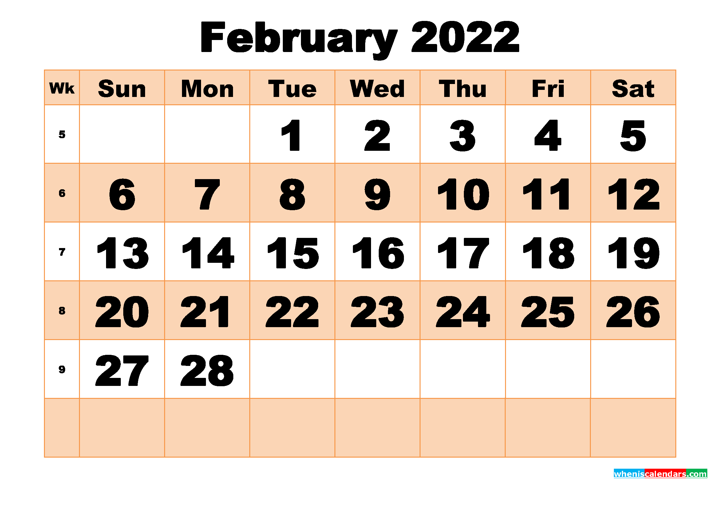 Free Printable February 2022 Calendar Template Word, PDF