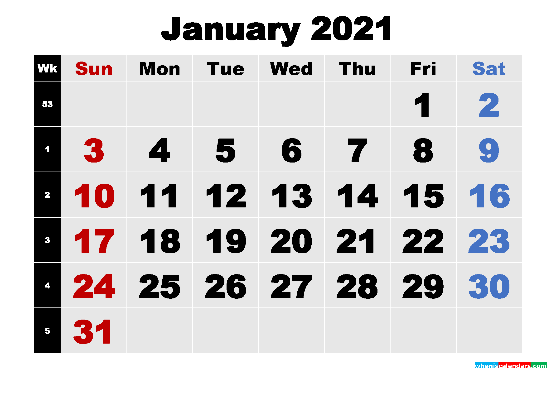 Free Printable January 2021 Calendar Template Word, PDF ...