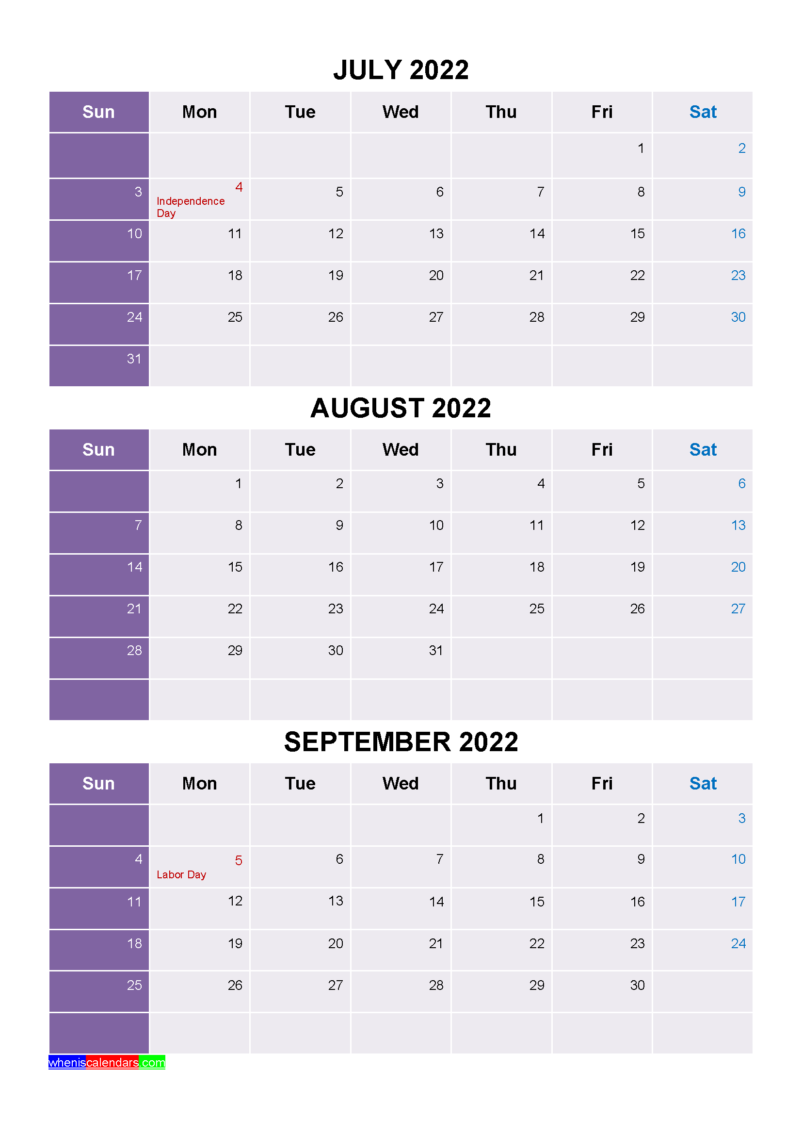 Printable Calendar 2022 Vertical Lotrendy