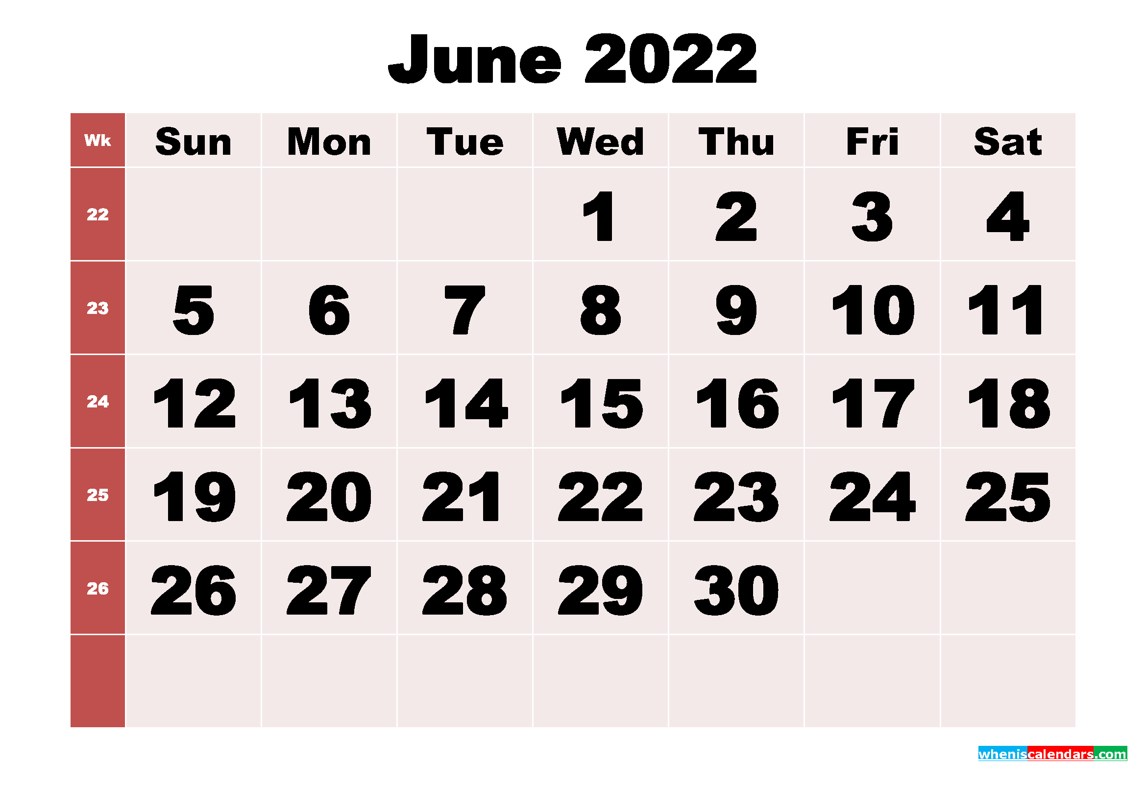 Free June July 2022 Calendar Printable Pdf 2