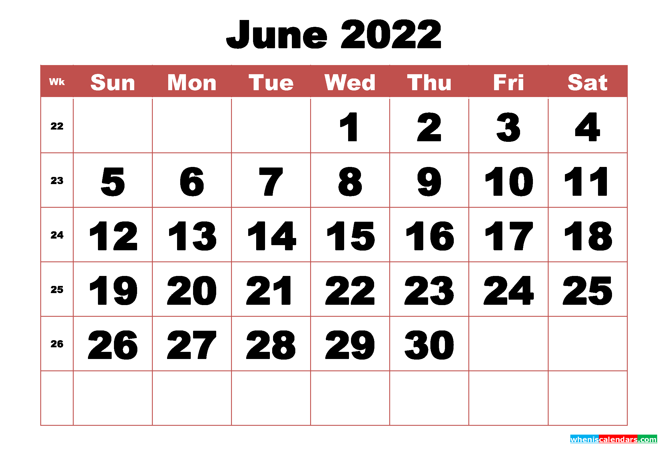 Weekly Calendar Printable June July 2022