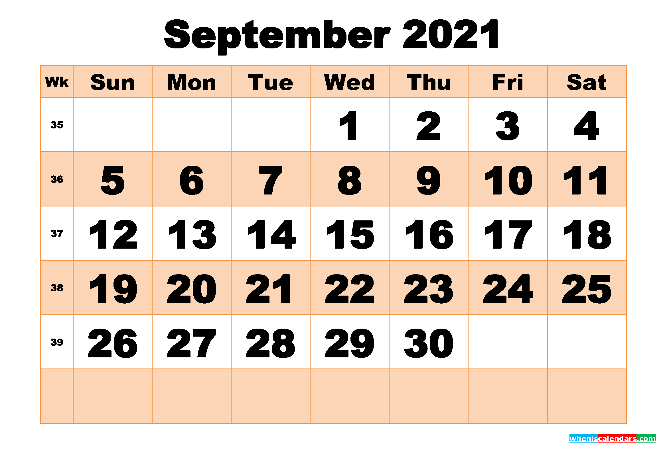Free Printable September 2021 Calendar Template Word, PDF