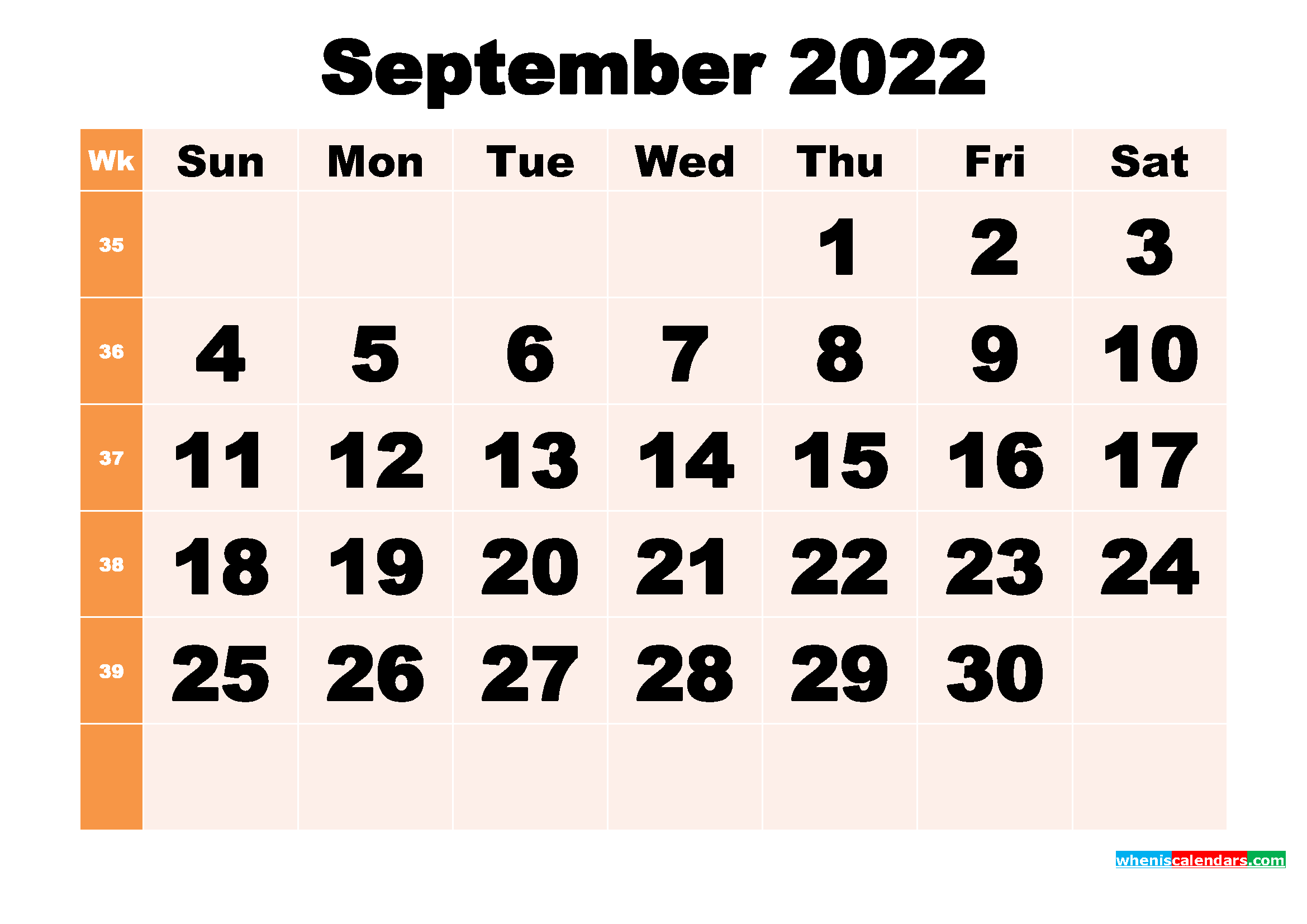 Free Printable September 2022 Calendar Template Word, PDF