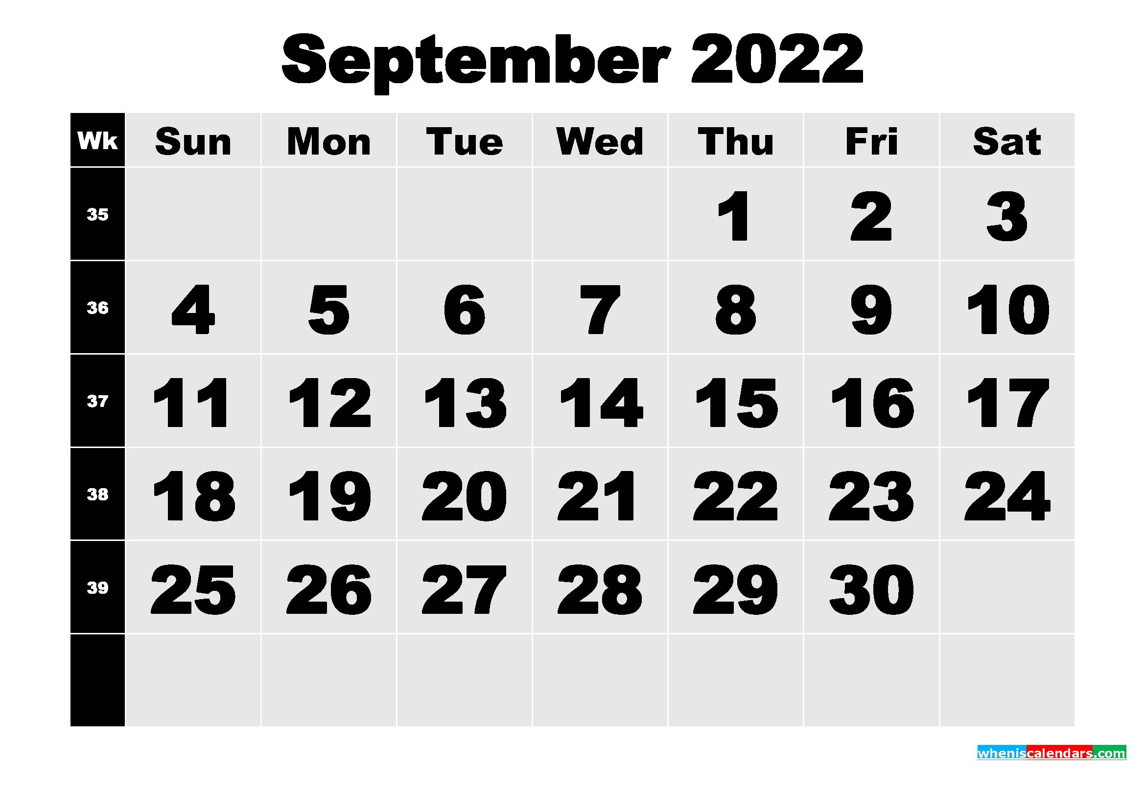 Free Printable September 2022 Calendar Template Word, PDF