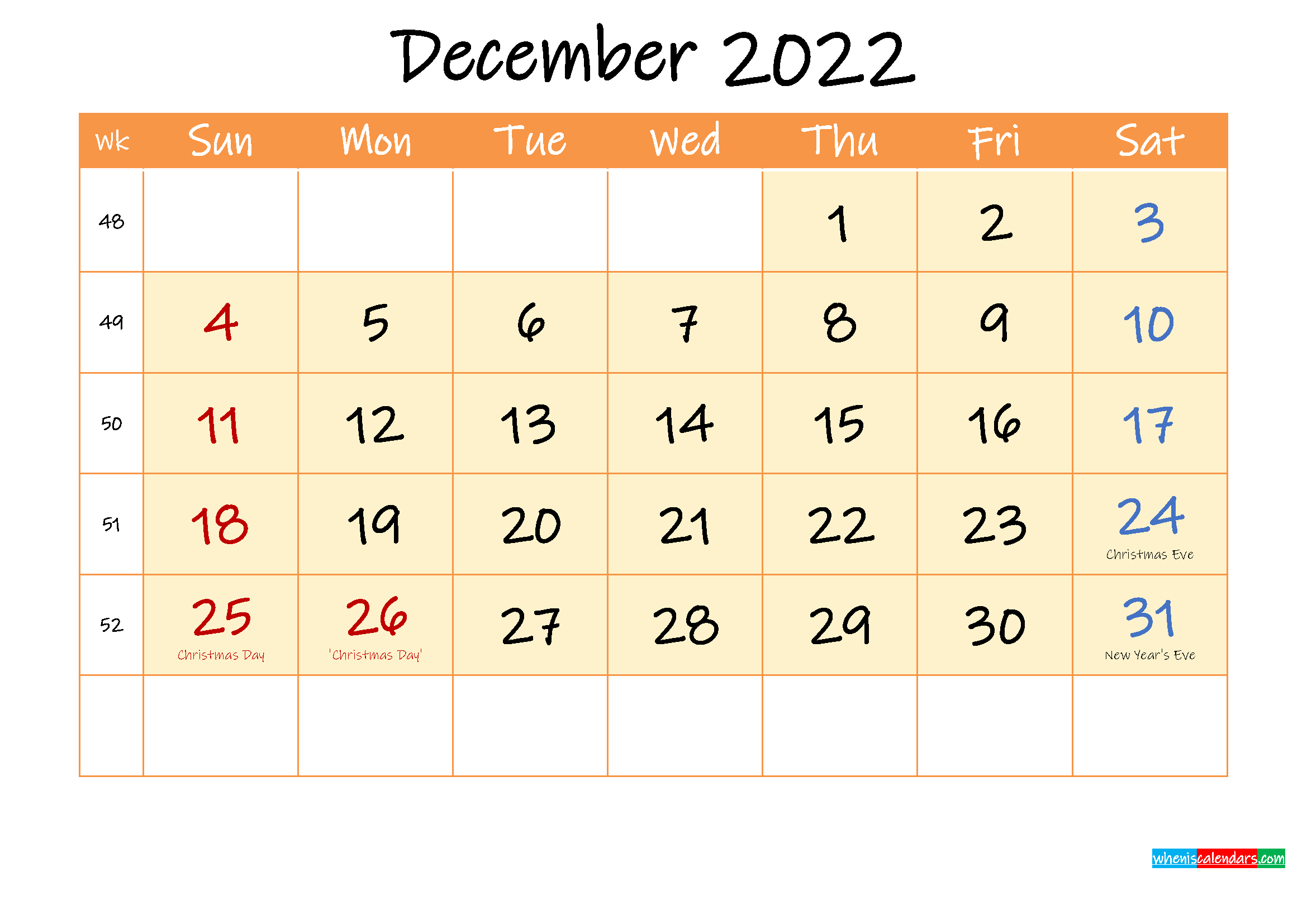 December 2022 Free Printable Calendar Template Ink22m168